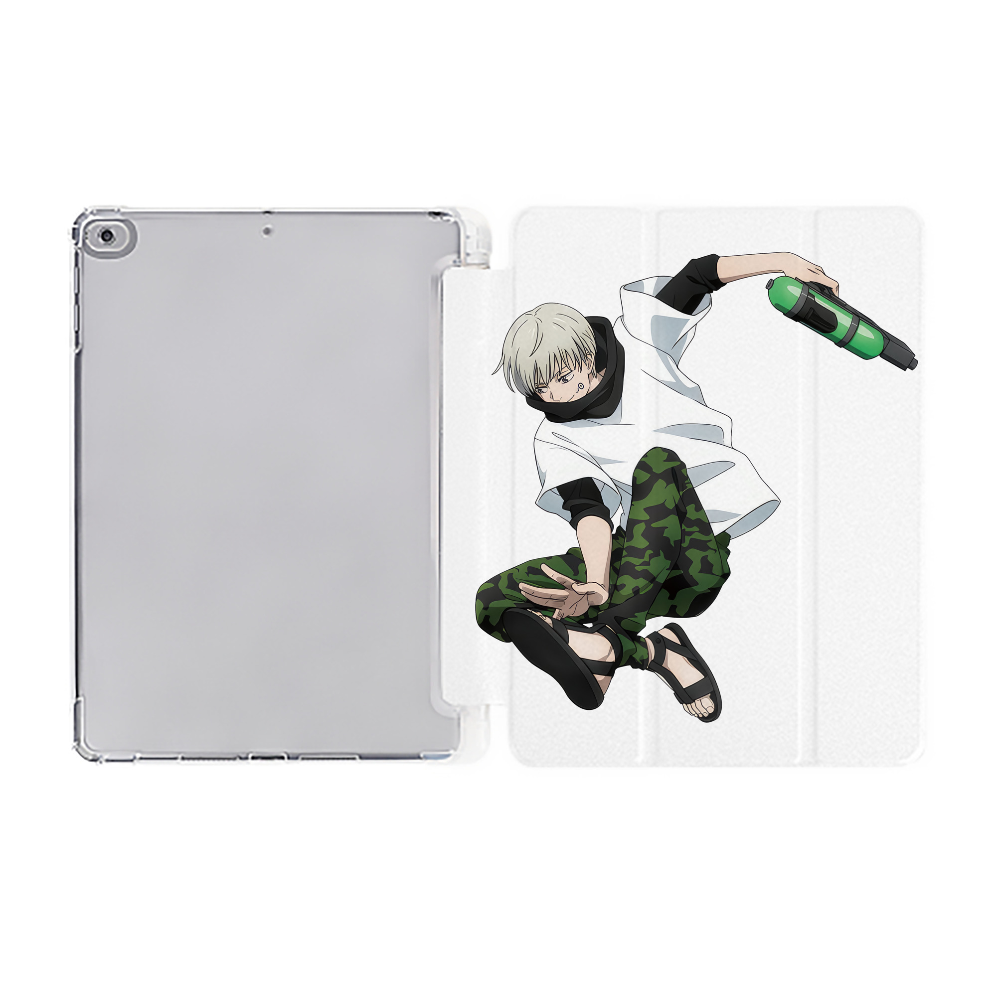 （画像用） 呪術廻戦 Jujutsu Kaisen IPad ケース ペン収納付き 三つ折りスタンド PUレザー×シリコン 対応機種9.5/10.5/10.9インチ